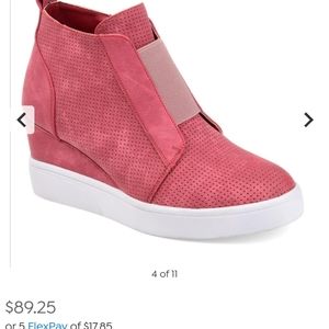 Journee Collection Pink Wedge Sneakers